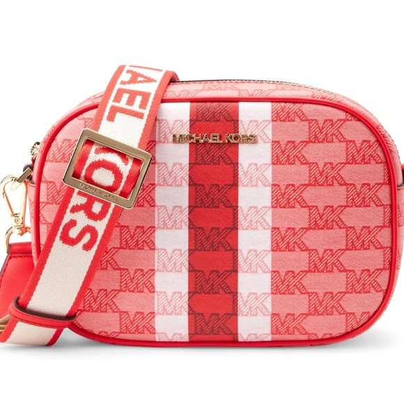 Michael Kors Red and White Stripe Crossbody - Picture 1 of 8